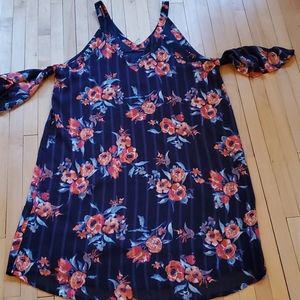 Purple dress with pink flowers